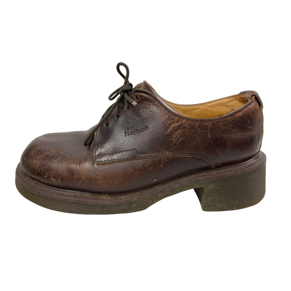 Dr. Martens 8461 Brown Distressed Leather Lace Up Chunky Platform Oxford Shoes 5